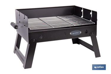 Cofan - Barbacoa de Carbón Portátil Plegable con Parrilla Cromada y Asas Laterales